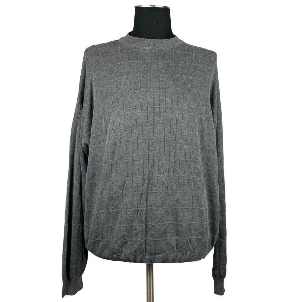 Pronto-Uomo Silk Cotton Checkered Knit Sweater - Men’s 2X